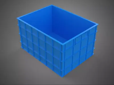FRESH FISH CRAB SEAFOOD BLUE PLASTIC BOX CRATE CONTAINER STORAGE 3D model
