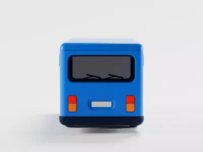 Cartoon city bus Low-poly 3D model