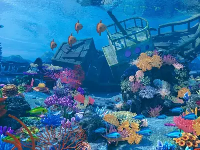 Cartoon Underwater Scene 3D model purchase