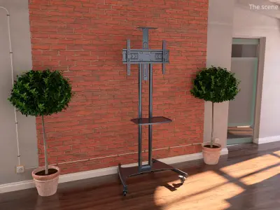 Mobile TV Stand with Shelf Black 3D model