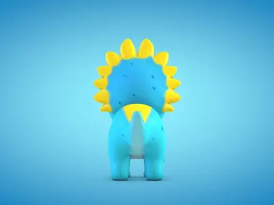 Cartoon Triceratops Dinosaur Low-poly 3D model