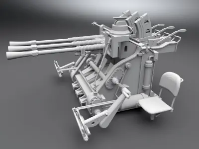 Type 96 Anti Air Artillery Scale Model 3D print model