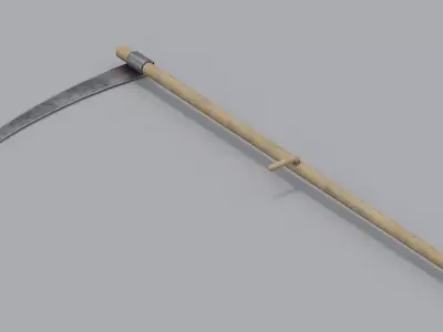 Scythe PBR wooden Low-poly 3D model
