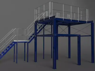 Platform metal with stairs 3D model