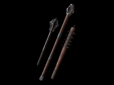 Mazze medievali Low-poly 3D model