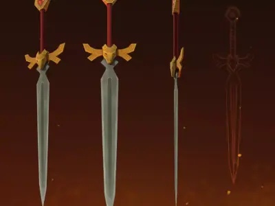 Handpainted Elk Sword 01 Low Poly Model Free low-poly 3D model
