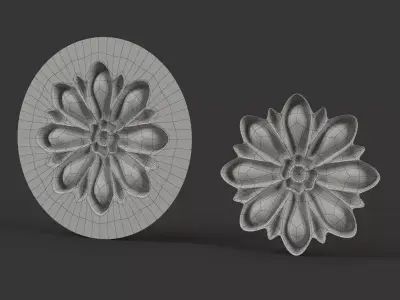 Carved Floral Rosette for Classic Furniture 3D model