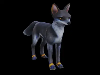 Gray Fox low poly Low-poly 3D model