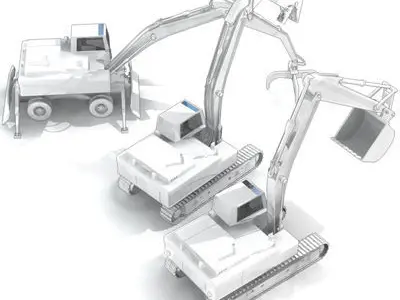Excavators collection with 3D model