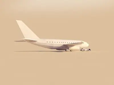 Cartoon Low Poly Tug and Airbus Low-poly 3D model