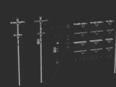 Modular Electricity Poles - Game Ready 3D Model Pack Low-poly 3D model