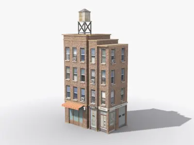 Apartment Building x23 Low-poly 3D model