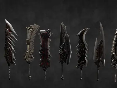 Fantasy Weapons Models For Games with Textures Low-poly 3D model