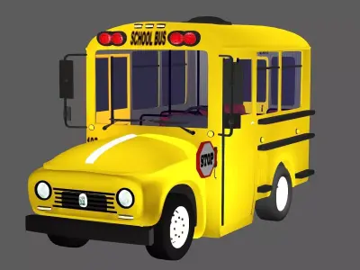 Cartoon School Bus Low-Poly 3D Model Low-poly 3D model