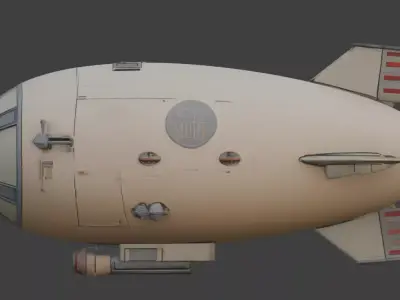 Stylized Chibi Sci-Fi Military Blimp Low-poly 3D model