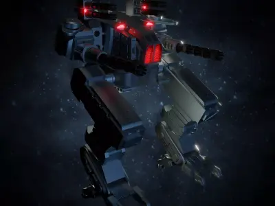 War-Robot robot with guns Low-poly 3D model