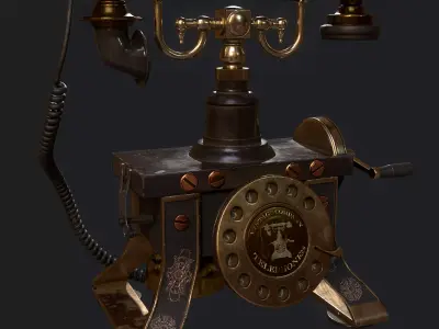 Vintage telephone Low-poly 3D model buy
