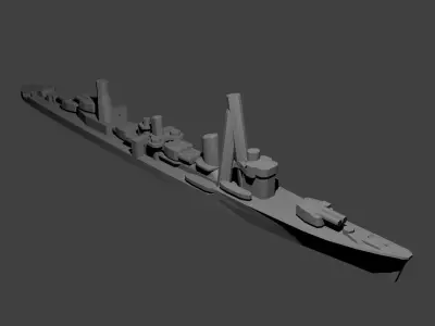 Japanese Asashio Class Destroyer Warship 3D print model