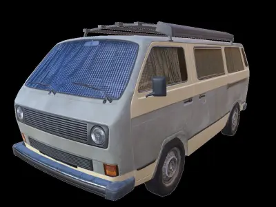 PBR T3 Van Lowpoly Low-poly 3D model