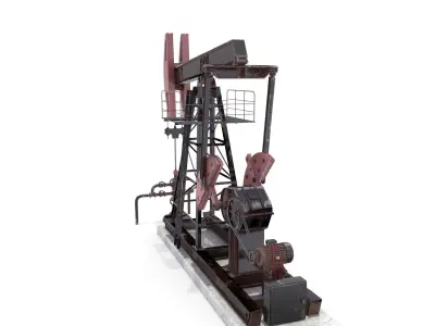 Oil Pumpjack Animated Weathered 2 Low-poly 3D model