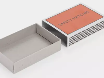 Matchbox V2 - Empty Slide-Out Box with Custom Cover Design 3D model