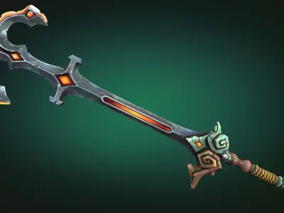 Coastal two handed sword Low-poly 3D model