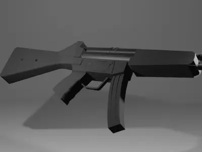 Weapon Mp5 low-polly for mobile indie games  Low-poly 3D model