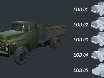 Asset - Army - Zil 130 - 3D MODEL Low-poly 3D model Low-poly 3D model