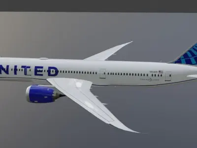United Boeing 787-9 dreamliner  low poly Low-poly 3D model