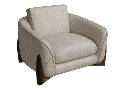 Chair With Wood Accent Beige Low-poly 3D model