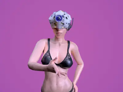 Si-Fi futuristic Helmet game ready pbr Low-poly 3D model