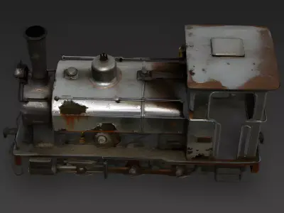 Realistic Rusty Narrow Gauge Mining Locomotive 3D Model Low-poly 3D model