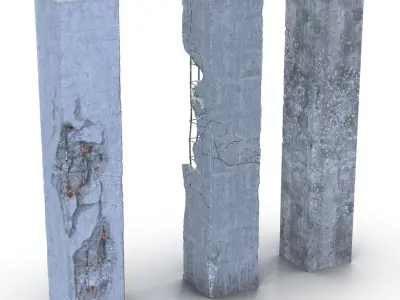 Concrete Pillars Set 3D model
