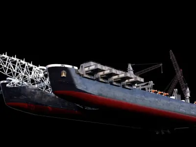 Pipelay vessel  catamaran 3D model