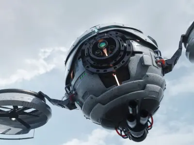 Quadro Drone Sci Fi PBR Textures High-poly 3D model 3D model
