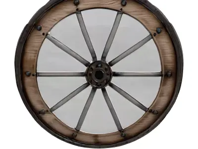 Weathered Wooden Cart Wheel Isolated 3D model