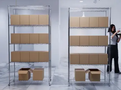 Stainless steel shelving system wire shelf 3D model 3D model