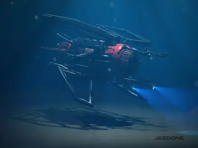 Sci-fi Submarine Low-poly 3D model