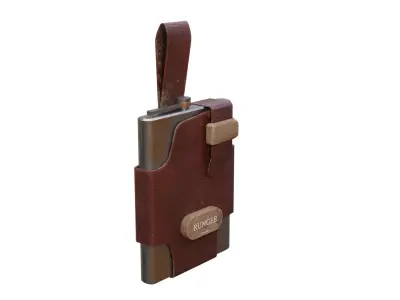 leather camouflage iron old flask Low-poly 3D model