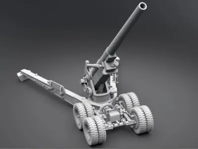 155mm Long Tom Deployed Scale model 3D print model