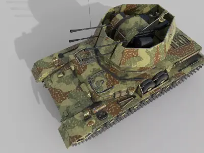 Flakpanzer IV Wirbelwind Low-poly 3D model