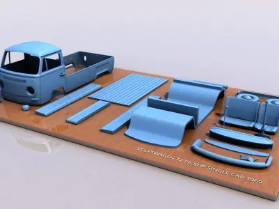 VOLKSWAGEN SINGLE CABINE TYPE 2 - 1969 3D print model