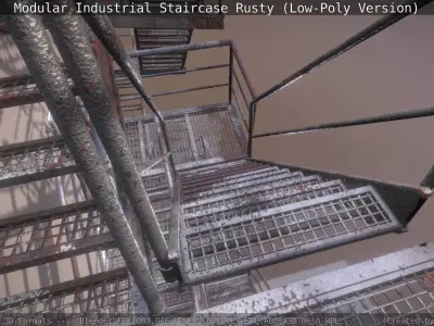 Modular Industrial Staircase Rusty - Low-Poly Version Low-poly 3D model