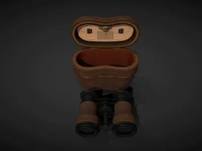 Antique Binoculars with Case - Low Poly Low-poly 3D model