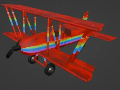 Rainbow plane Low-poly 3D model