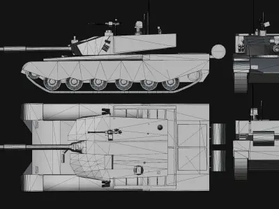 Type 99A Chinese Main Battle Tank Low-poly 3D model
