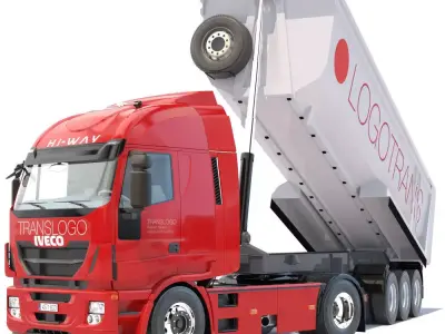 IVECO Hi-Way with Dumper Trailer 3D model