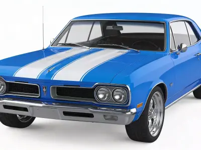 Classic American 1970s Muscle Coupe 3D Model Low-poly 3D model purchase