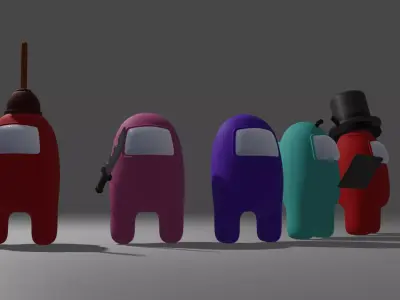 Among Us Low Poly Rigged Characters Low-poly 3D model