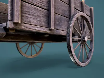 Old Wooden Cart Low-poly 3D model order